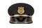 Post Officer Postman Hat with Golden Badge. 3d Rendering