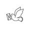 Post pigeon icon, Dove sign. Line art design, Vector illustration