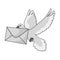 Post pigeon.Mail and postman single icon in monochrome style vector symbol stock illustration web.