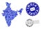 Post Routes Composition of Mosaic Map of India and Textured Seals