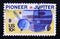 Post stamp printed in USA, 1975, Pioneer 10 Jupiter mission space