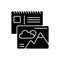 Postage cards black glyph icon