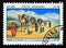 Postage stamp Afghanistan, 1985. Dromedary Camelus dromedarius Caravan