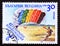 Postage stamp Bulgaria 1989, Parachutist landing