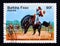 Postage stamp Burkina Faso 1985. Gauchos people, rodeo horseman