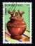 Postage stamp Burkina Faso, 1985. Lidded pot with bird handles, P. Bazega artifact