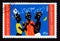 Postage stamp Burkina Faso, 1986. Stick dancers with elaborate headdresses