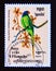 Postage stamp Cambodia, 1984. Slaty headed Parakeet Psittacula himalayana finschii bird