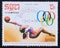 Postage stamp Cambodia 1988, woman rhythmic gymnastics ball exercise