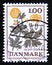 Postage stamp Denmark, 1977. Globe Flower Trollius europaeus flower
