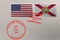 Postage stamp envelope with Florida and USA flag and 4-th July stamps, vector