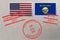 Postage stamp envelope with Montana and USA flag and 4-th July stamps, vector