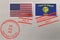 Postage stamp envelope with Oregon and USA flag and 4-th July stamps, vector