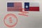 Postage stamp envelope with Texas and USA flag and 4-th July stamps, vector