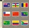 Postage stamp with flag, collection of 9 flag