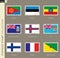 Postage stamp with flag, collection of 9 flag