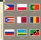 Postage stamp with flag, collection of 9 flag