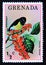 Postage stamp Grenada, 1978. Bananaquit Coereba flaveola bird