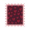 Postage stamp with hearts for valentines day. Romantic postage mail mark. Vector Icon Illustration in flat cartoon style