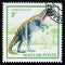 Postage stamp Hungary, Magyar, 1990. Tarbosaurus dinosaur