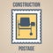 Postage stamp icons of silhouettes of construction tools. Mixer