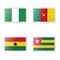Postage stamp with the image of Nigeria, Cameroon, Ghana, Togo flag