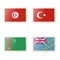 Postage stamp with the image of Tunisia, Turkey, Turkmenistan, Tuvalu flag