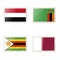 Postage stamp with the image of Yemen, Zambia, Zimbabwe, Qatar flag