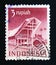 Postage stamp Indonesia 1949. Temples and Buildings Toraja house