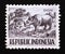 Postage stamp Indonesia 1956. Sumatran Rhinoceros Dicerorhinus sumatrensis