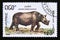 Postage stamp Laos, 1990. Javan Rhinoceros Rhinoceros sondaicus