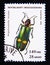 Postage stamp Madagascar, 1993. Metallic Wood boring Beetle Megaloxantha bicolor beetle