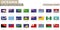 Postage stamp with Oceania flags. Set of 62 Oceanian flag.