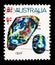 Postage stamp printed in Australia shows 9c On 8c Opal, 9 c - Australian cent, Marine animals and minerals serie, circa 1974