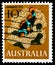 Postage stamp printed in Australia shows Orange Clownfish Amphiprion percula - Anemone Fish, Sea Life serie, circa 1966