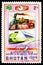 Postage stamp printed in Bhutan shows Steam locomotive and High speed train, U.P.U. Universal Postal Union, Centary serie, circa