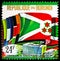 Postage stamp printed in Burundi shows Flag and Post Office Building, 24 FBu - Burundian franc, U.P.U. (Universal Postal Union),
