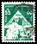Postage stamp printed in Egypt shows Sphinx in front of Chephren Pyramid, Giza, Definitives serie, 55 Egyptian millieme, circa