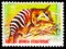 Postage stamp printed in Equatorial Guinea shows Numbat Myrmecobius fasciatus, Endangered Animals serie, circa 1974