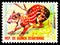 Postage stamp printed in Equatorial Guinea shows Spotted Paca Cuniculus paca, Endangered Animals serie, circa 1974