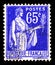 Postage stamp printed in France shows Type Peace, Peace allegory serie, circa 1937