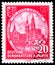 Postage stamp printed in Germany, Democratic Republic, shows Elbe bridge, castle tower and catholic court church, 750 years of