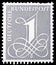 Postage stamp printed in Germany shows Number 1 in an ornament font, Numeral serie, circa 1960