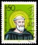 Postage stamp printed in Germany shows portrait of Saint Benedict of Nursia, 1500th Birth Anniversary serie, circa 1980