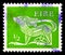 Postage stamp printed in Ireland shows Stylised Dog, 7th Century Brooch, Early Irish Art 1971-75 serie, circa 1971