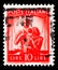 Postage stamp printed in Italy shows Pair with girls and scales of justice, Democracy serie, circa 1947