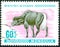 Postage stamp printed in Mongolia shows image of a little buffalo, from the series `Young animals`.
