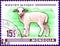 Postage stamp printed in Mongolia shows image of a little lamb, from the series `Young animals`.