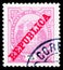 Postage stamp printed in Mozambique shows Elephants Overprinted Republica, Coat Of Arms serie, circa 1911