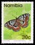 Postage stamp printed in Namibia shows Gaudy Commodore Junonia octavia sesamus, Butterflies serie, circa 1993